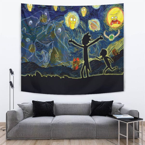 Rick And Morty Starry Night Tapestry