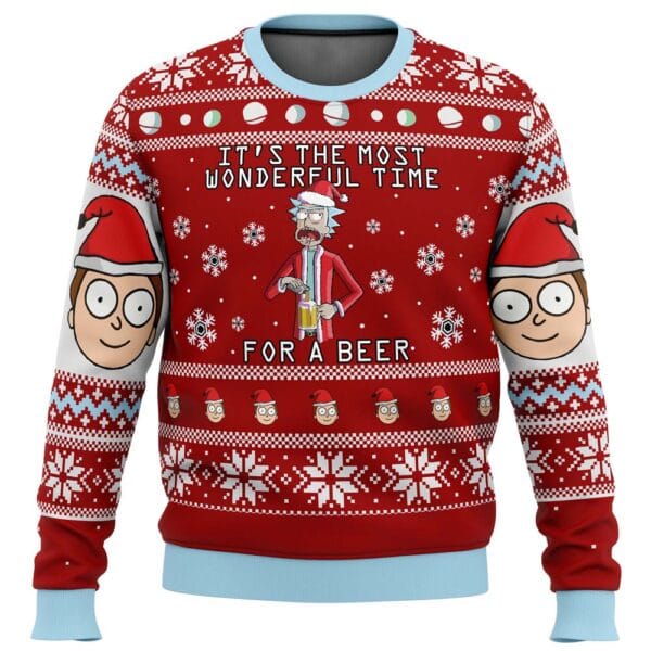 Rick And Morty Time For A Beer Ugly Christmas Sweater