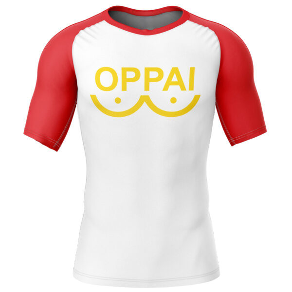 Anime Saitama Oppai One Punch Man Short Sleeve Rash Guard Compression Shirt Anime