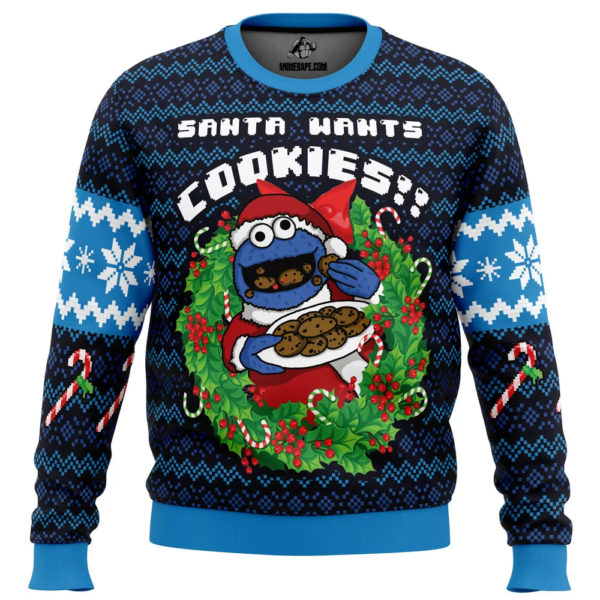 Santas Cookies Cookie Monster Ugly Christmas Sweater 2