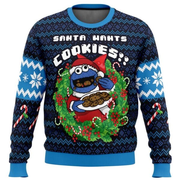 Santas Cookies Cookie Monster Ugly Christmas Sweater