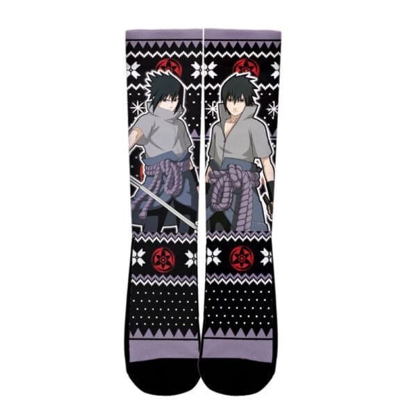 Anime Sasuke Uchiha Socks Custom Ugly Christmas Anime Socks Anime