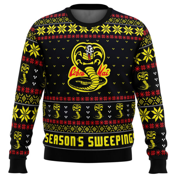 Seasons Sweepings Cobra Kai Karate Kid Ugly Christmas Sweater