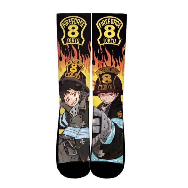 Anime Shinra Kusakabe Socks Fire Force Custom Anime Socks Flames Style