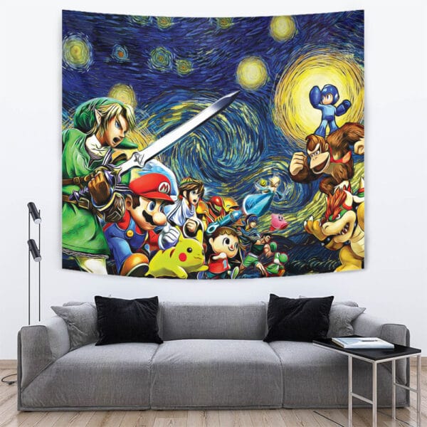 Smash Bros Starry Night Tapestry