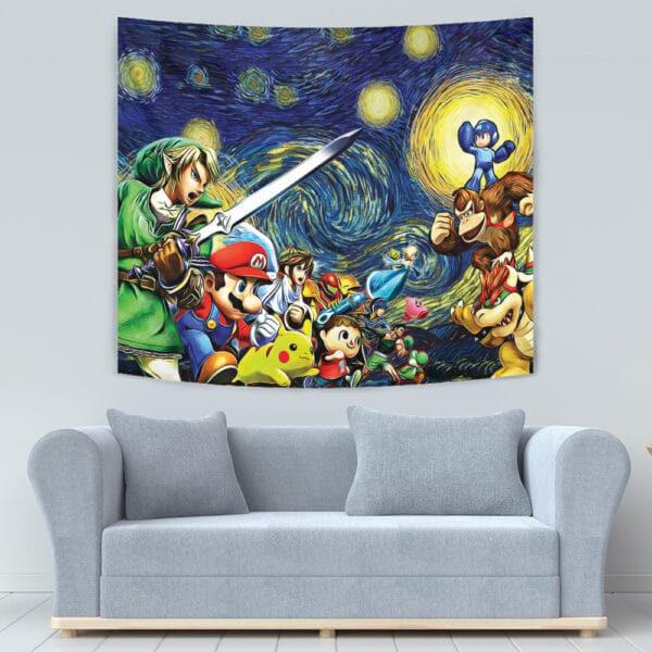 Smash Bros Starry Night Tapestry