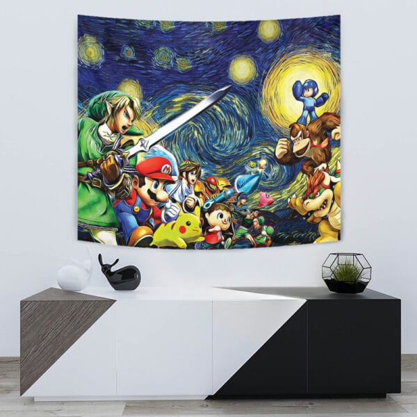 Smash Bros Starry Night Tapestry