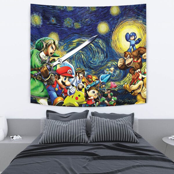 Smash Bros Starry Night Tapestry