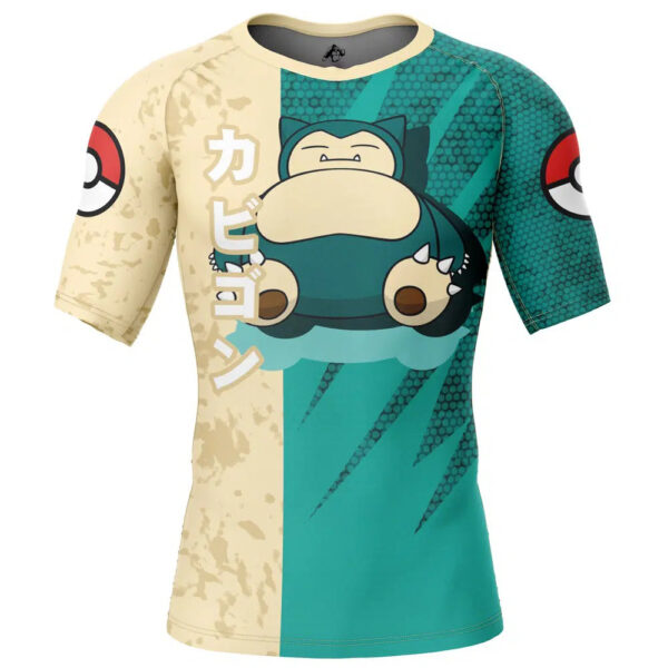 Snorlax Attack Pokemon Short Sleeve Rash Guard Compression Shirt