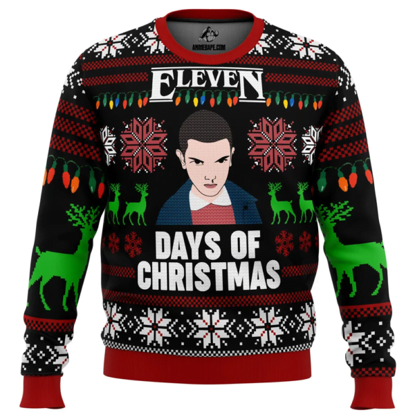 Stranger Things Eleven Days Of Xmas Ugly Christmas Sweater