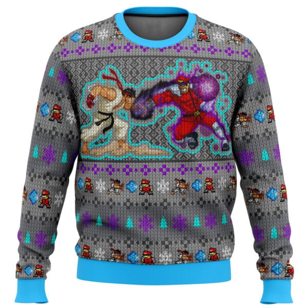 Street Fighter Ryu Vs M Bison Ugly Christmas Sweater