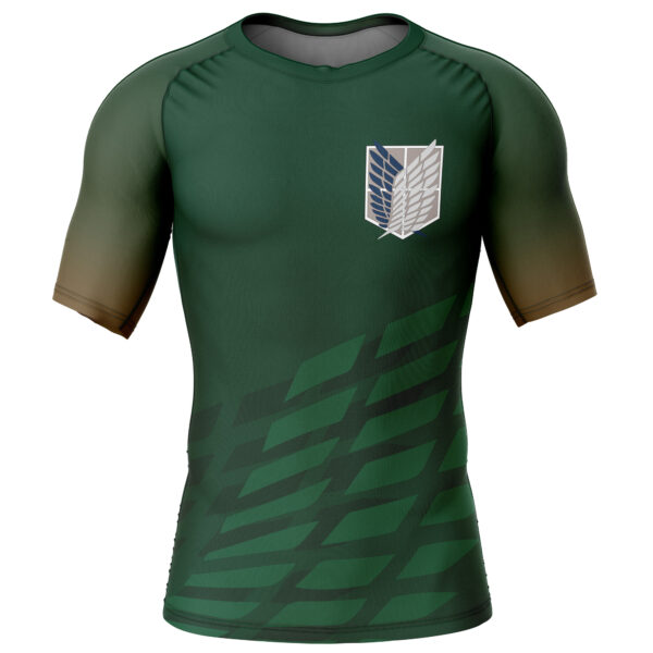 Anime Survey Corps Attack On Titan Short Sleeve Rash Guard Compression Shirt