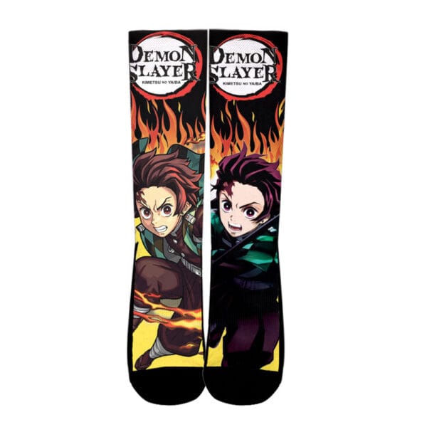 Anime Tanjiro Sun Breathing Socks Demon Slayer Custom Anime Socks Flames Style