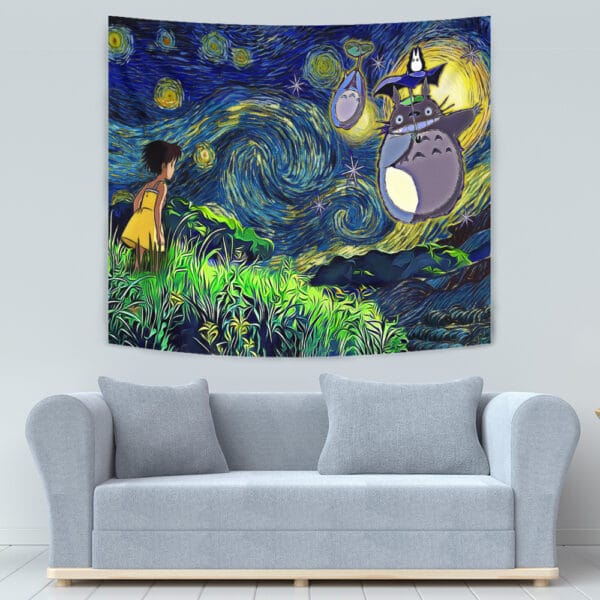 Totoro Starry Night Studio Ghibli Tapestry