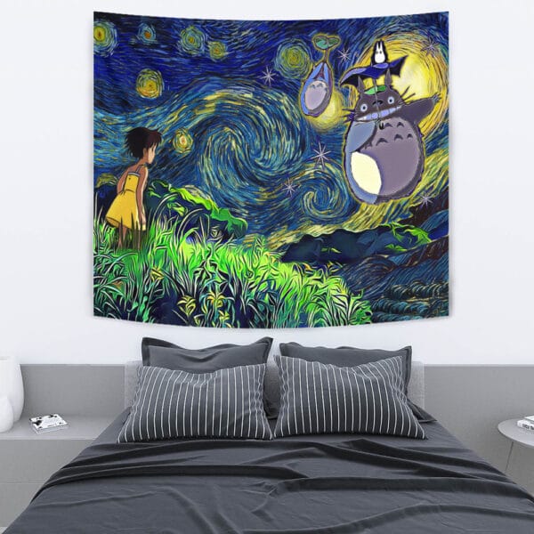 Totoro Starry Night Studio Ghibli Tapestry