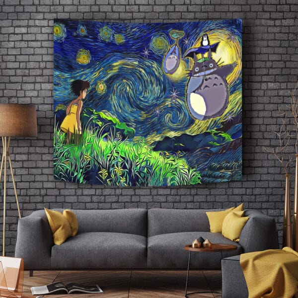 Totoro Starry Night Studio Ghibli Tapestry