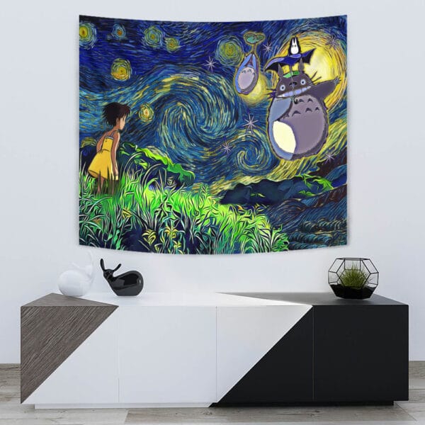 Totoro Starry Night Studio Ghibli Tapestry