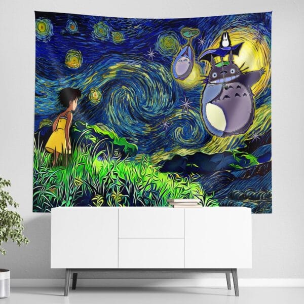 Totoro Starry Night Studio Ghibli Tapestry