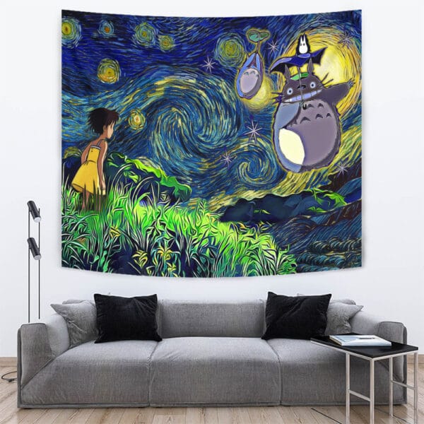 Totoro Starry Night Studio Ghibli Tapestry