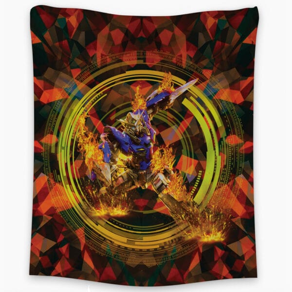 Trippy Burning Gundam Tapestry