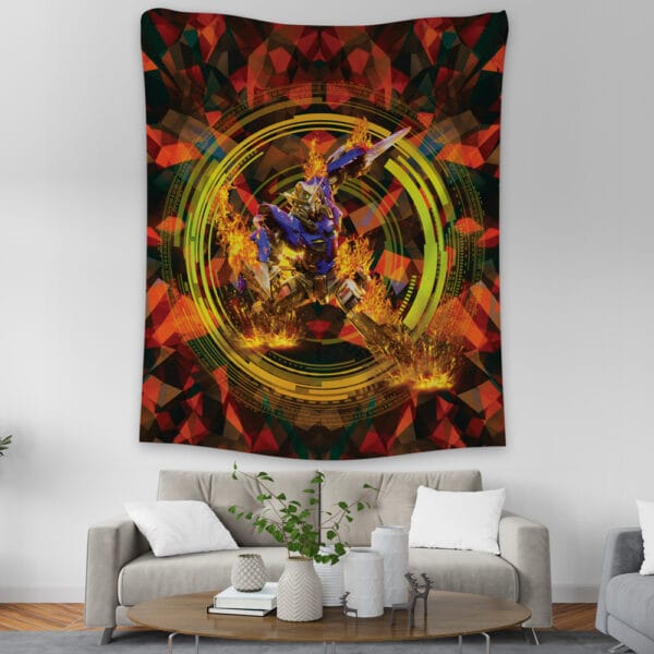 Trippy Burning Gundam Tapestry