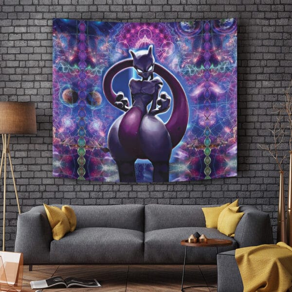 Trippy Cosmic Mewtwo Pokemon Tapestry