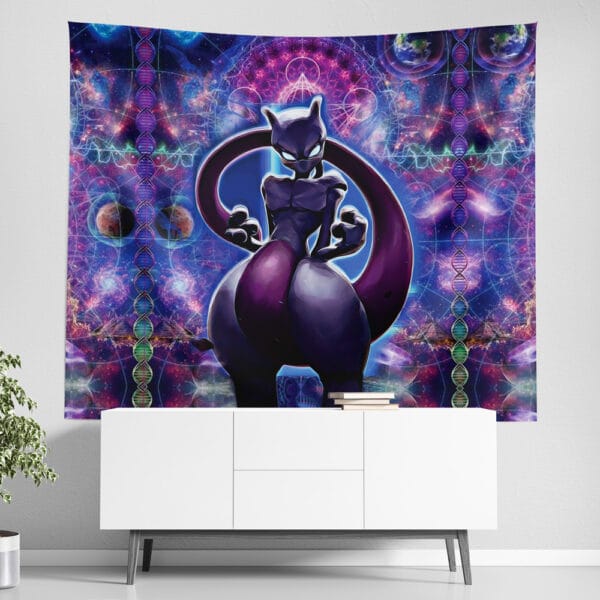 Trippy Cosmic Mewtwo Pokemon Tapestry