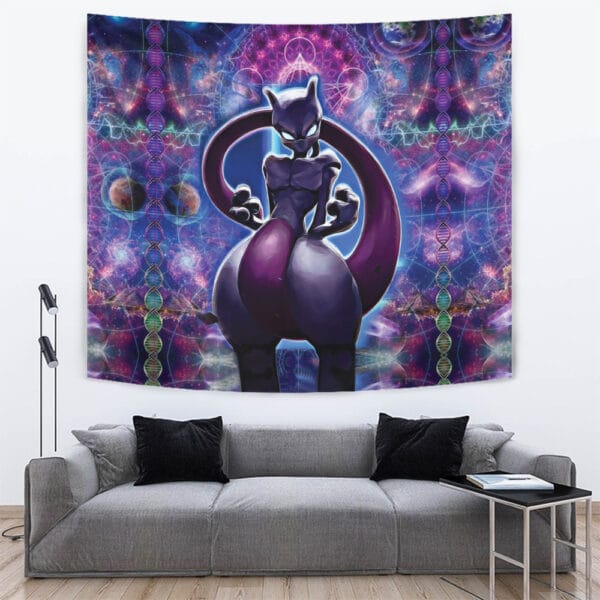 Trippy Cosmic Mewtwo Pokemon Tapestry