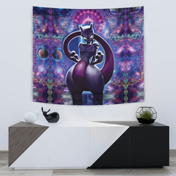 Trippy Cosmic Mewtwo Pokemon Tapestry