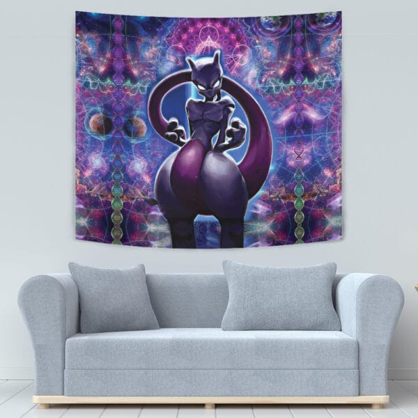 Trippy Cosmic Mewtwo Pokemon Tapestry