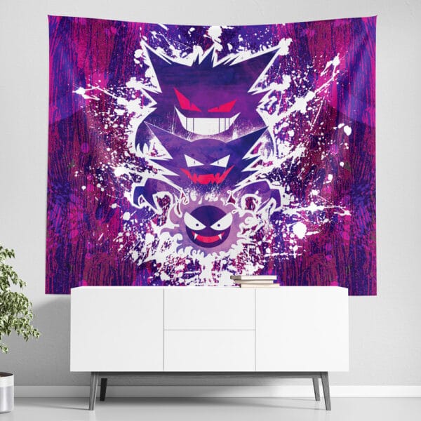 Trippy Ghostly Evolution Ghastly Haunter Gengar Pokemon Tapestry