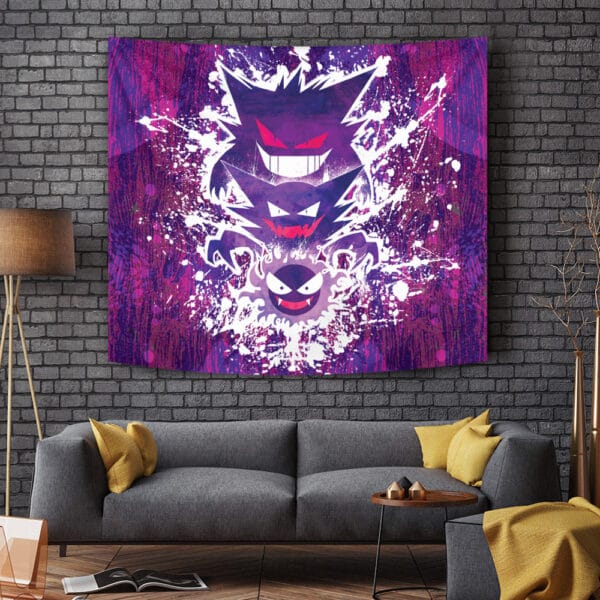 Trippy Ghostly Evolution Ghastly Haunter Gengar Pokemon Tapestry