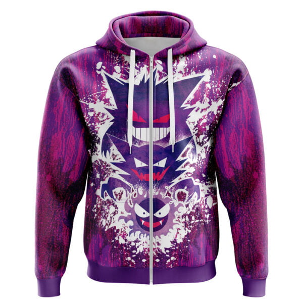 Trippy Ghostly Evolution Ghastly Haunter Gengar Pokemon Zip Hoodie Jacket