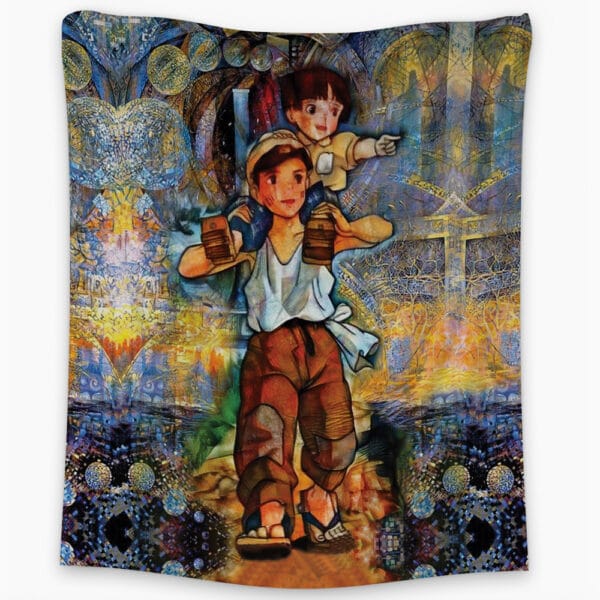 Trippy Grave Of The Fireflies Studio Ghibli Tapestry