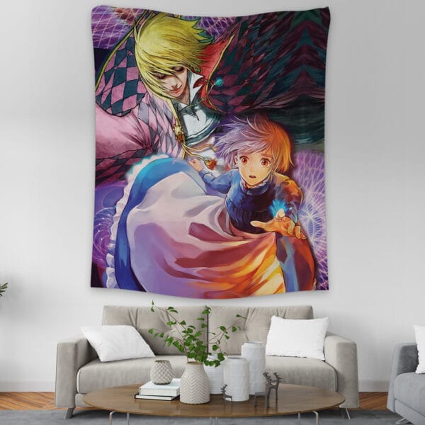 Trippy Howls Moving Castle Studio Ghibli Tapestry