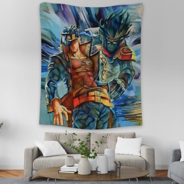 Anime Trippy Jotaro Kujo Star Platinum Jojos Bizarre Adventure Tapestry