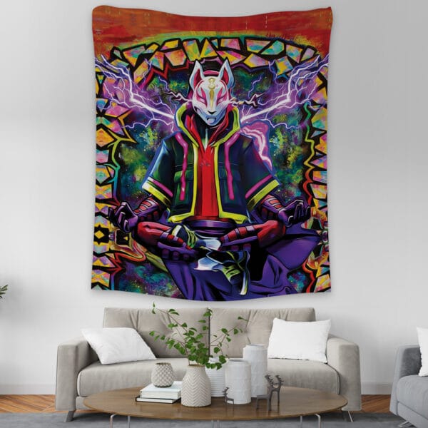 Trippy Kitsune Drift Mask Fortnite Tapestry