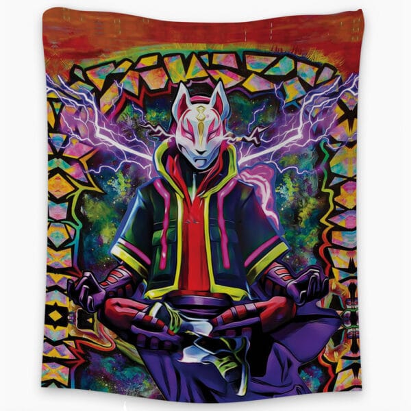 Trippy Kitsune Drift Mask Fortnite Tapestry