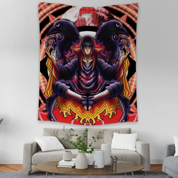 Anime Trippy Meditating Itachi Akatsuki Naruto Tapestry Anime