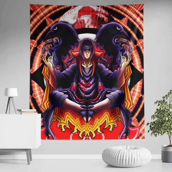 Anime Trippy Meditating Itachi Akatsuki Naruto Tapestry Anime