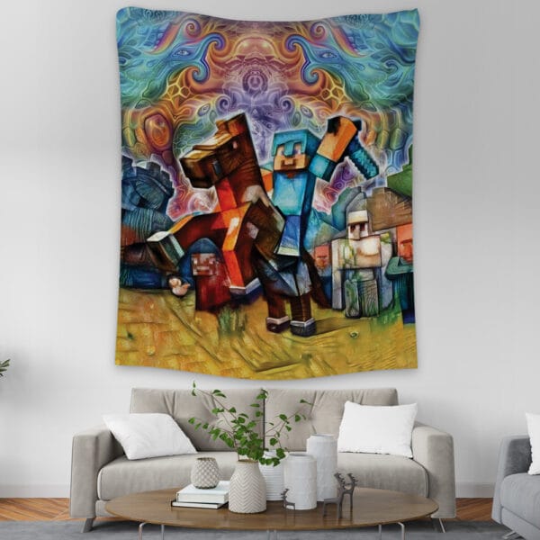 Trippy Minecraft Tapestry