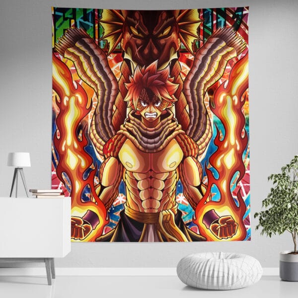 Trippy Natsu Dragneel X Igneel Fairy Tail Tapestry