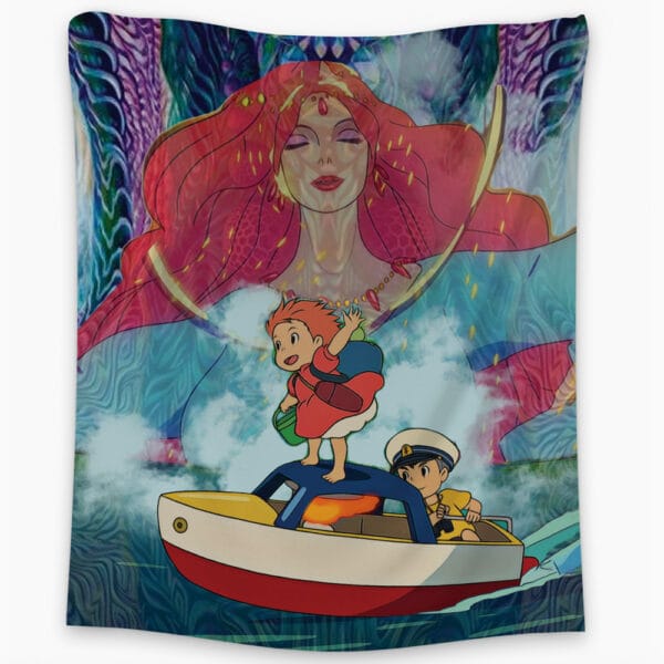 Trippy Ponyo Studio Ghibli Tapestry