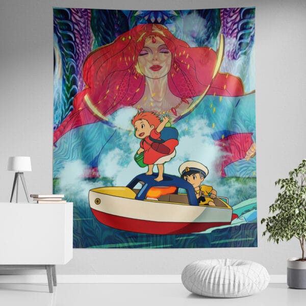 Trippy Ponyo Studio Ghibli Tapestry