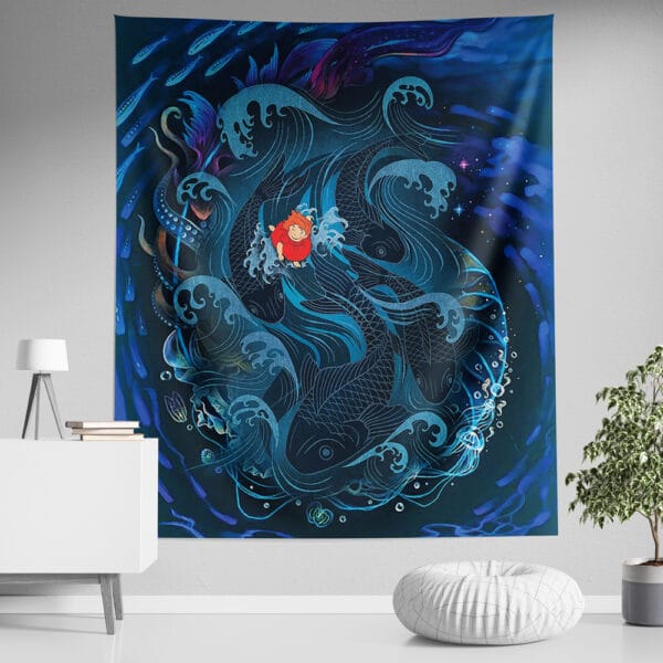 Trippy Sea Creatures Ponyo Studio Ghibli Tapestry