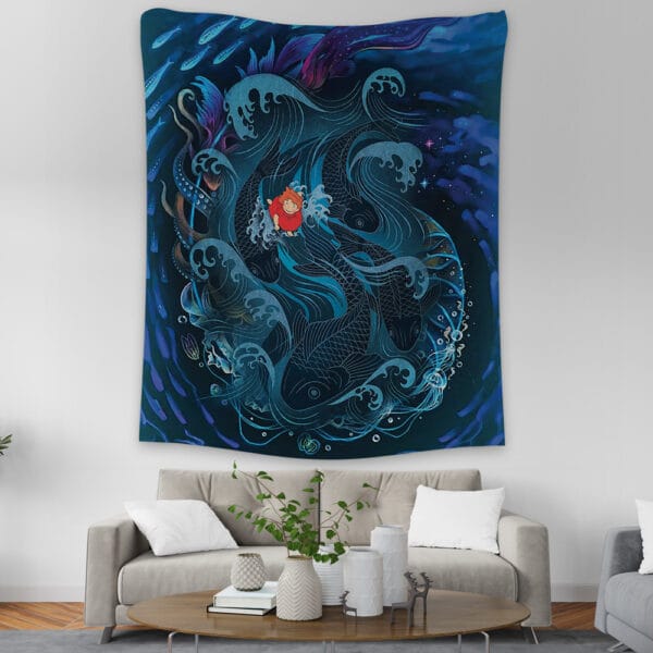 Trippy Sea Creatures Ponyo Studio Ghibli Tapestry