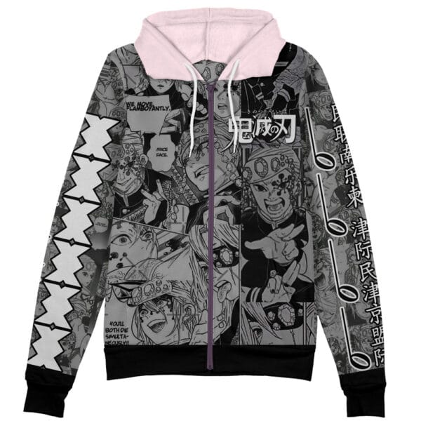 Uzui Tengen Manga Collage Demon Slayer Streetwear Zip Hoodie Jacket