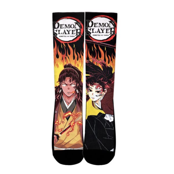 Anime Yoriichi Tsugikuni Socks Demon Slayer Custom Anime Socks Flames Style