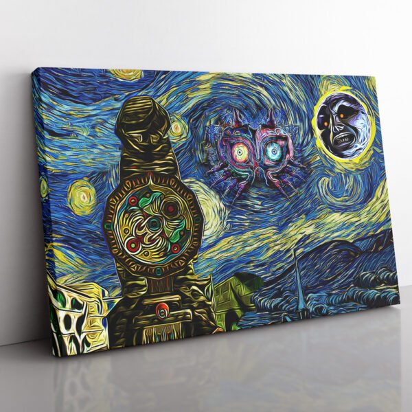 Zelda Majoras Mask Starry Night Clock Town Canvas Print Wall Art