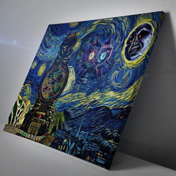 Zelda Majoras Mask Starry Night Clock Town Canvas Print Wall Art